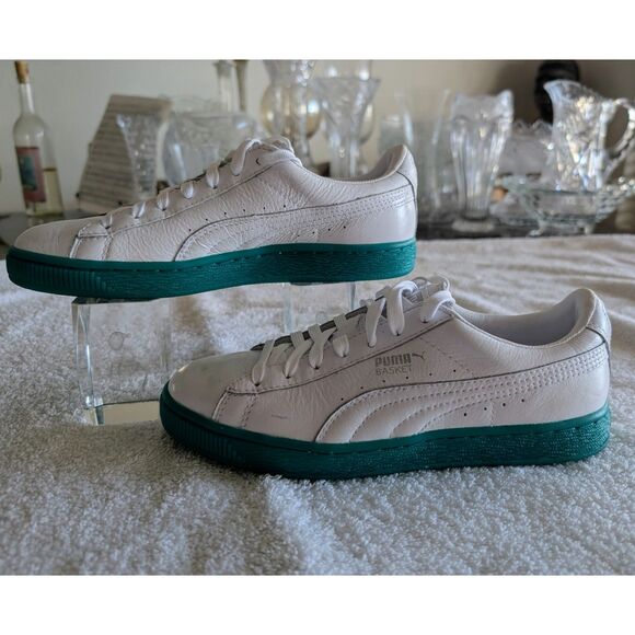 PUMA Basket Classic White & Teal Sneakers – Women’s (EUR 37) - Picture 7 of 12